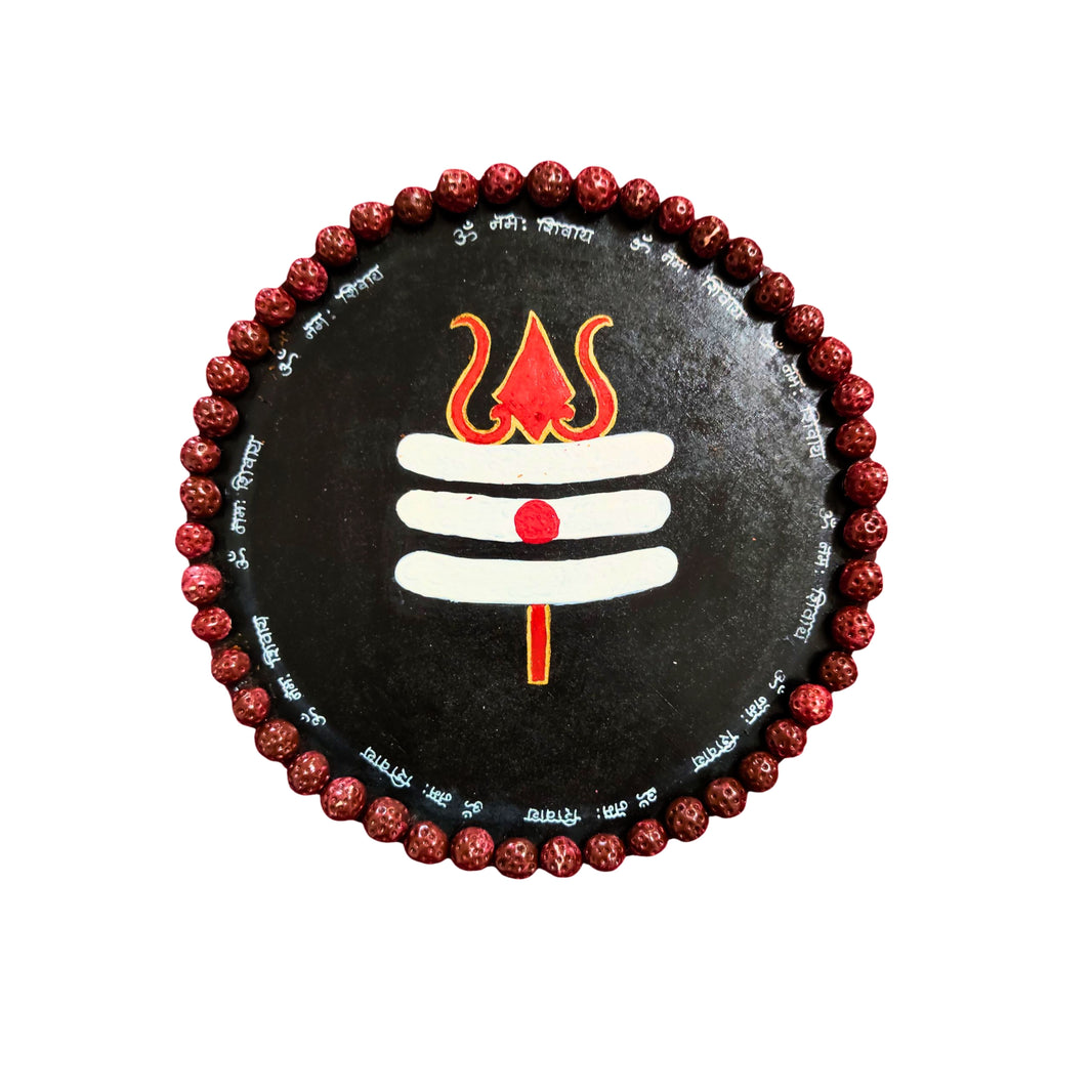 AHILYABAI – Rudraksh Trishul Round Frame | Premium Quality, Handmade with Care, Authentic, Durable | Pack of 1 pcs.