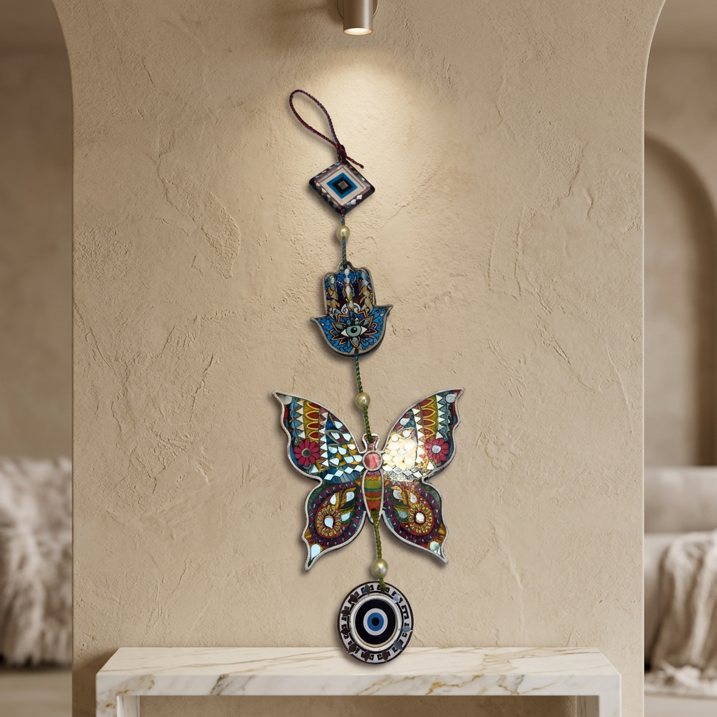 SUJATA CREATIONS Butterfly Hanging 19x6 Inch Handmade Decorative Wall Hanging Colorful Home Decor Pack of 1 Piece