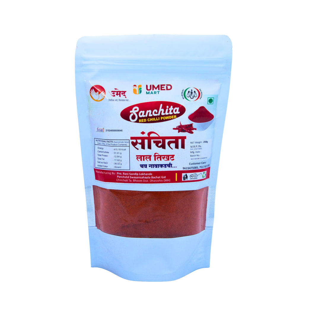 SANCHITA MASALE Lal Tikhat Traditional Red Chilli Powder Pack of 250 gm Natural Spicy Aromatic Authentic Cooking Masala