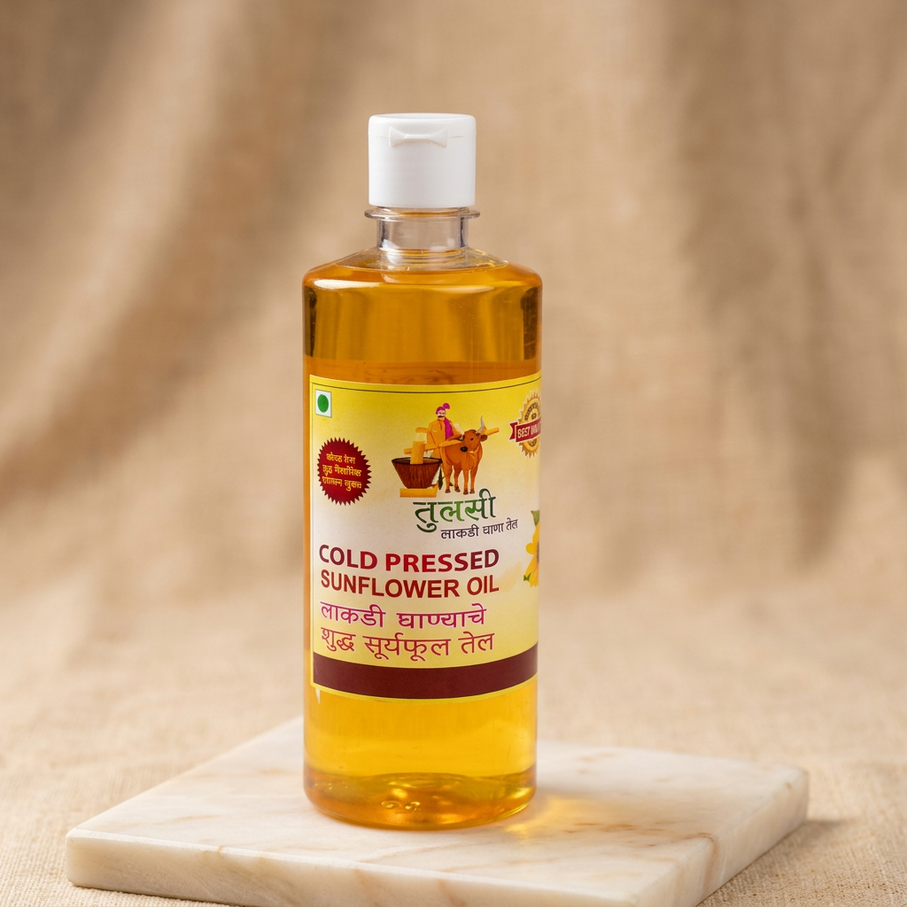 SAKSHAM Sunflower Oil | Cold-Pressed, Light Texture, Pure & Natural, Perfect for Everyday Cooking | Pack of 1000 ml