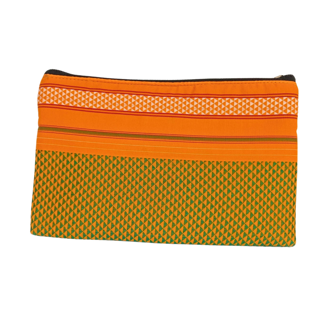 MANGALMURTI Hand Khan Pouch, Small Size, Green Orange Colour, Handmade by Swamini SHG, Eco-friendly and Washable, Pack Of 1 no