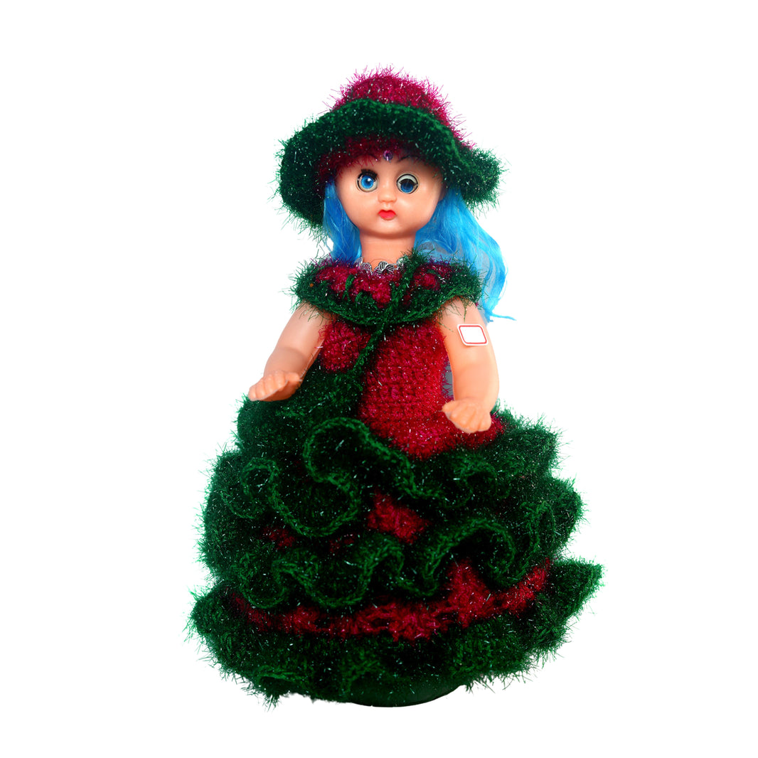 P D Creative Woolen Microm Doll, Small, Pink With Green Colour, Made By Tuljai SHG, Pack Of 1 Piece