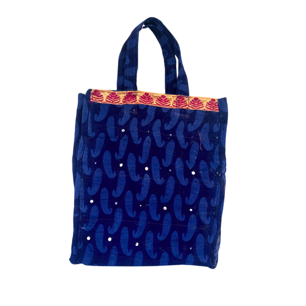 MAULI Tiffin Bag, Medium Sized, Blue Colour, Handmade by Mauli SHG, Eco-friendly and Washable, Pack Of 1 no