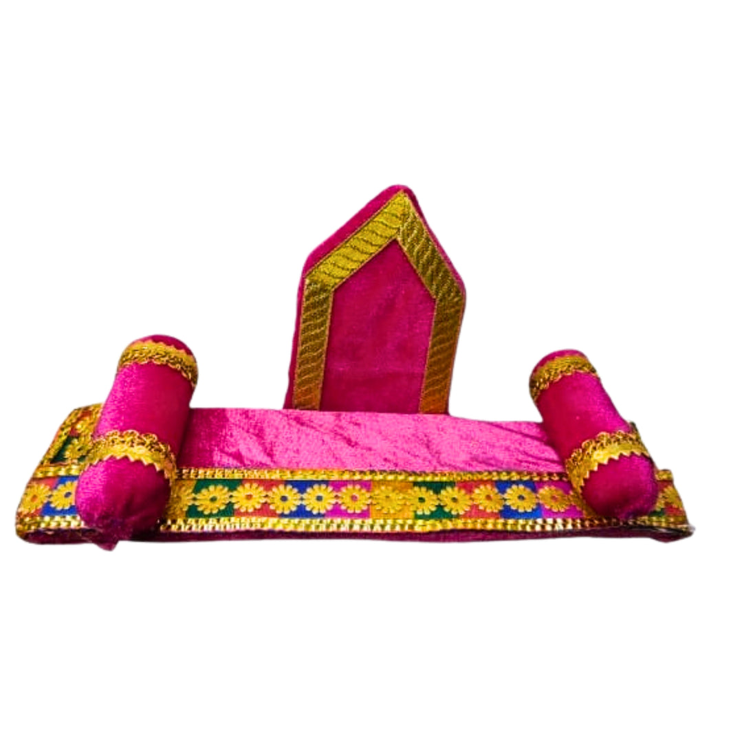 MORAYA Pink Velvet Pooja Aasan for God Idol/Chowki Aasan, Kapda Cloth for Puja, Shelf Home Mandir, God Idol Sitting Golden Less, Rukhamini SHG, Pack Of 1