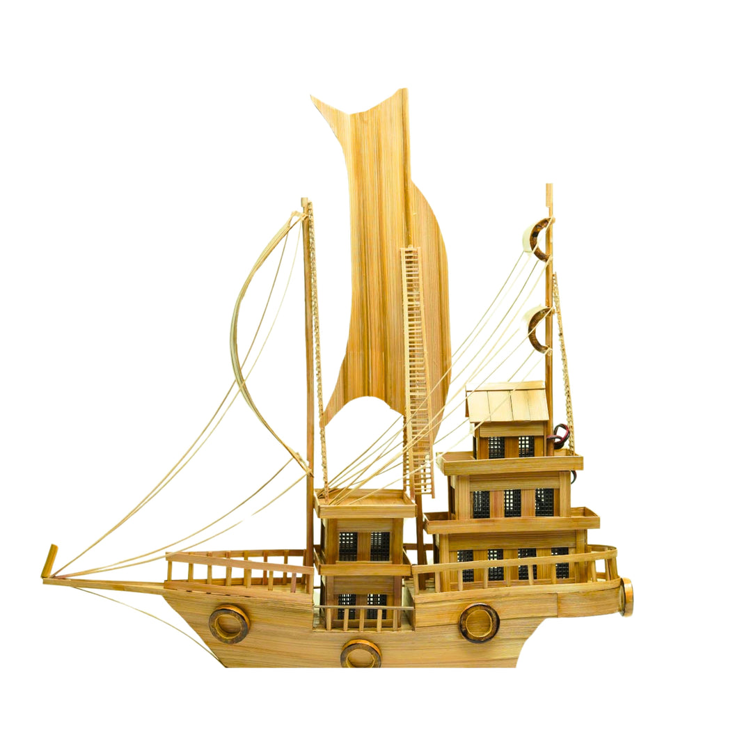 MANIKAFDEVI SHG, Made by Naturtal  Wooden Bambo Craft Ship  Handmade, Pack Of 1