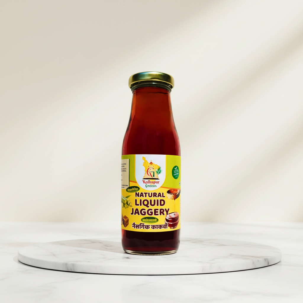 KOLHAPUR GREENS Pure Deshi Gul Kakavi (Pure Liquid Jaggery), Sakhi SHG, Natural, Chemical Free, 250ml Bottle