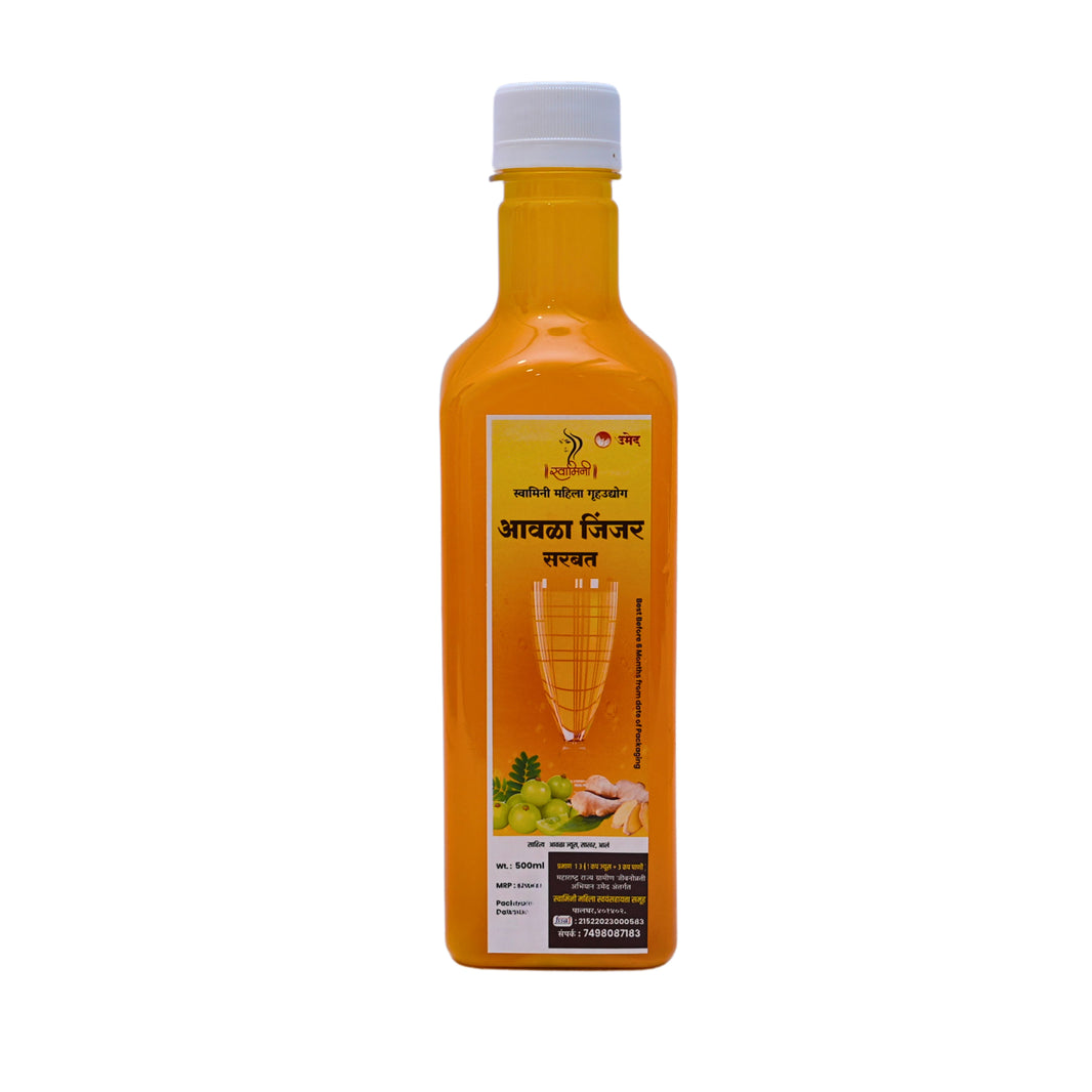 SWAMINI, Amala Ginger Sharbat, Natural Ingredients, No Artificial Essence, Pack of 500 ml