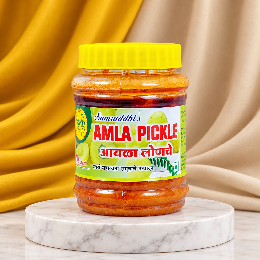 SAMRUDHI'S Awala Pickle, Annapurna SHG, Natural Ingredients, No Artificial Colour, Pack of 350 gm
