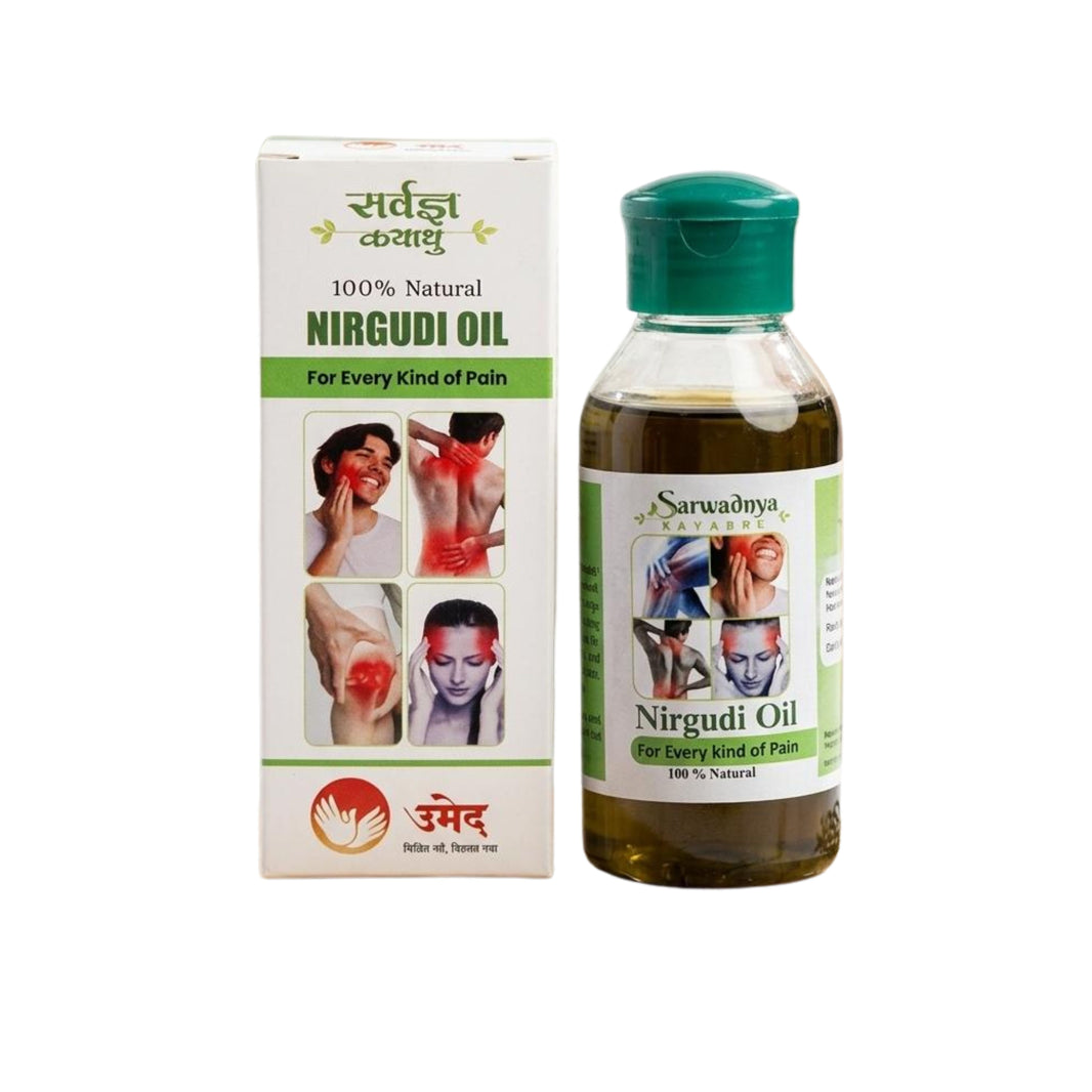 SARWADNYA Nirgudi Pain Relief Oil Joint Muscle Care With Hadjodi Vitamin E Traditional Herbal Body Massage Oil For Daily Use Pack Of 50g