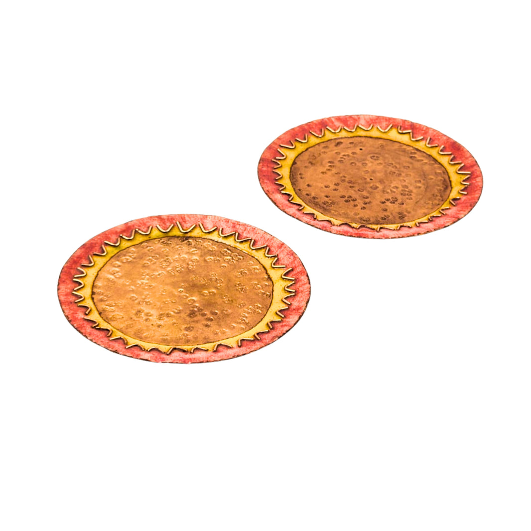 TAMRAKALA Coaster Piece Pink Yellow Colour Combination Pack Of 1 Item Handcrafted Decorative Table Protection Accessory