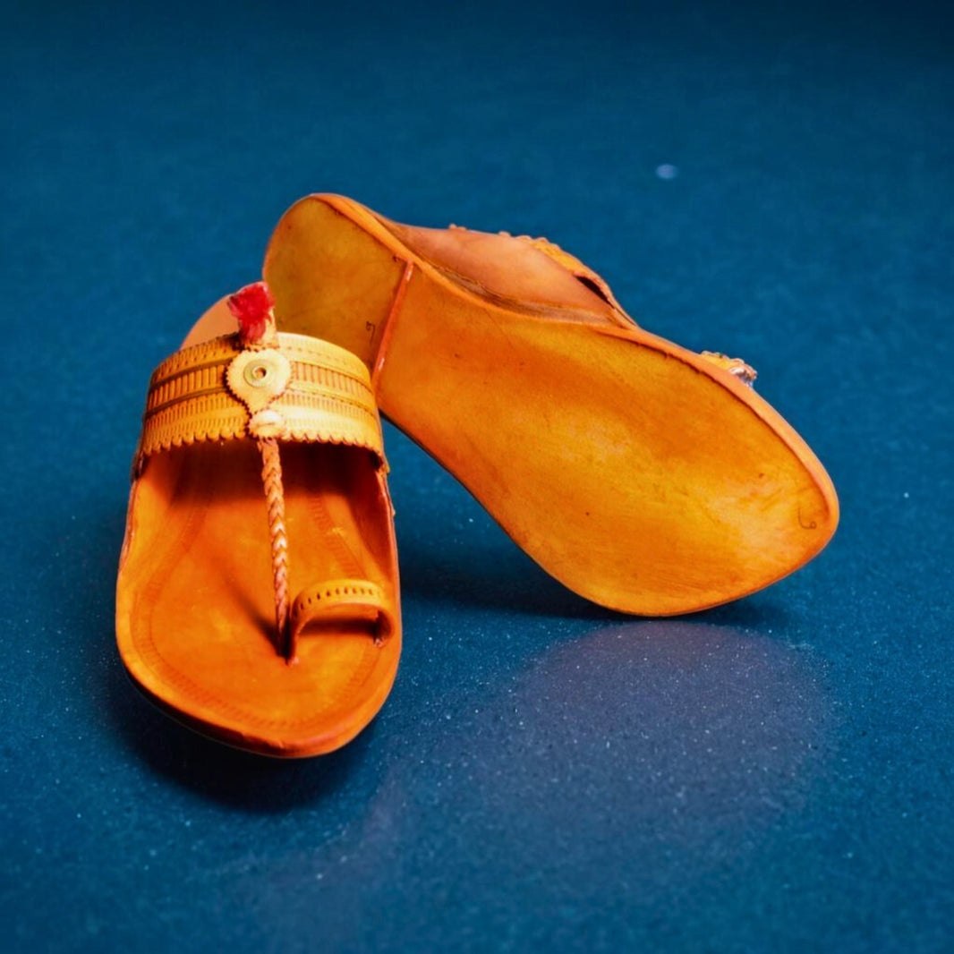 KOLHAPURI CHAPPAL, Kolhapuri, Gents Leather Footwear, Yellow Colour Pack Of 1