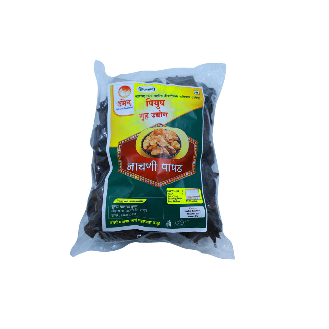 PIYUSH GRUH UDYOG, Nachani Papad, Handmade, Samarth SHG, High-Quality Ingredients, Crispy, Flavor, Pack of 500 gms