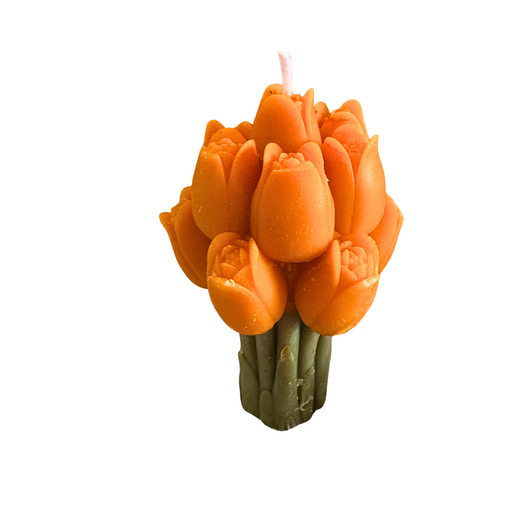 HANDCRAFTED BLISS Tulip Bouquet Yellow Candle 4x3 Inch Handmade Decorative Candle Without Glass Colorful Home Decor Gift Pack of 1 Piece