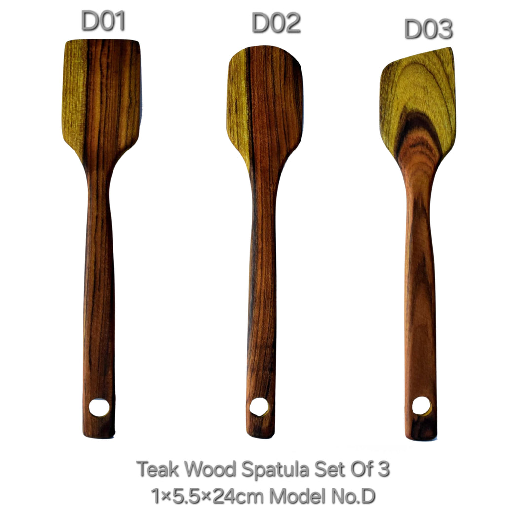 SHRUSHTI furniture Teak Wood spatula Set of 3 piece Strong, sturdy and made for everyday kitchen use pack of 3
