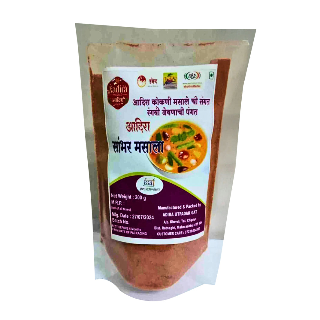 Adhira Sambar Masala Authentic South Indian Spice Blend for Traditional Sambar Made by Women SHG from Ratnagiri Natural Spices Pack of 200 gm