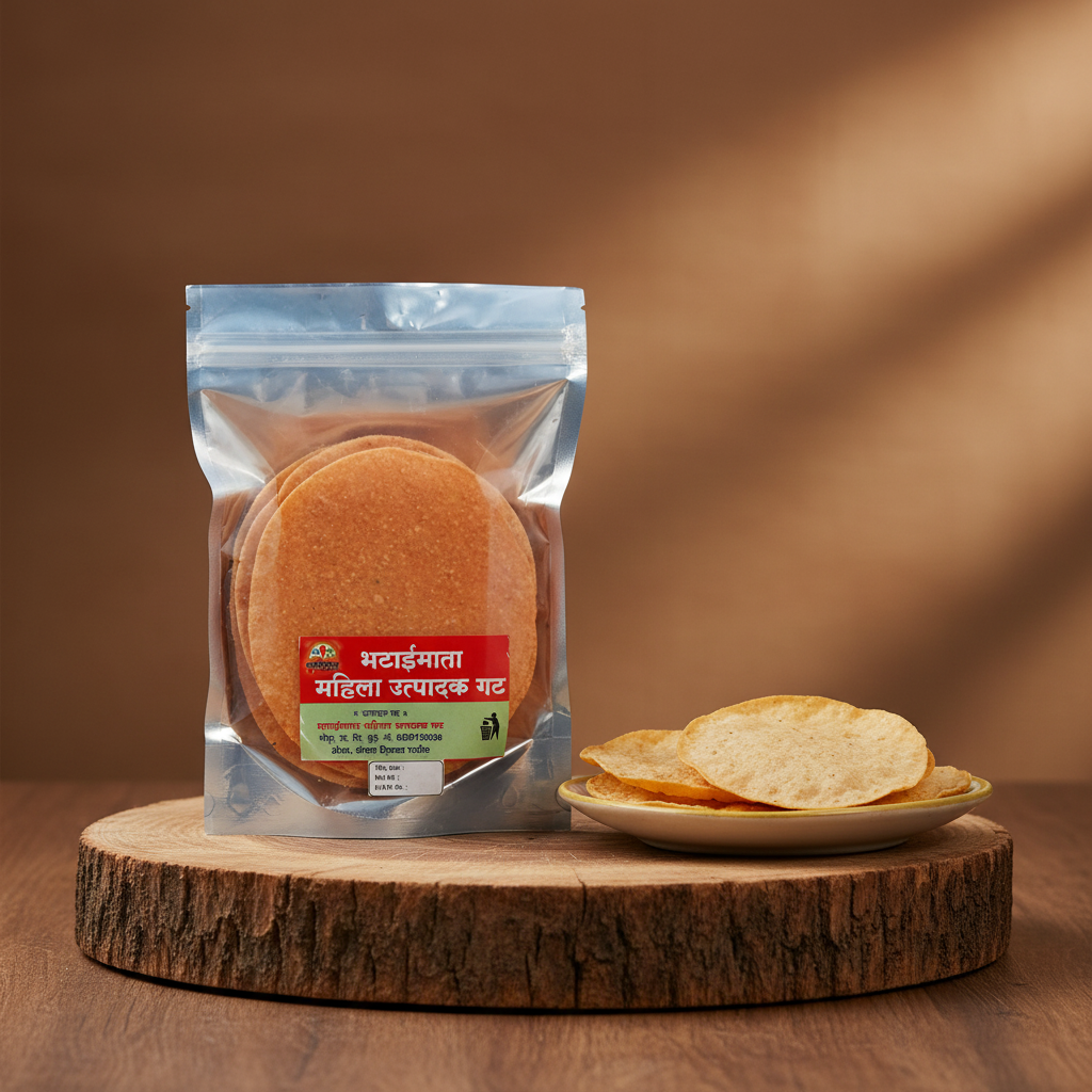 BHATAI MATA Gahu Tandul Papad Pack Of 1000gm Traditional Wheat Rice Papad Ready To Fry Crispy Homemade Authentic Quality