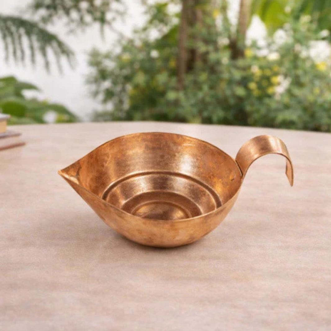 GRAMIN ARTIST Handmade Copper Lamp Without Base Tejas Size No 2.1 Pack Of 1 Piece Traditional Hanging Diya Pooja Decor
