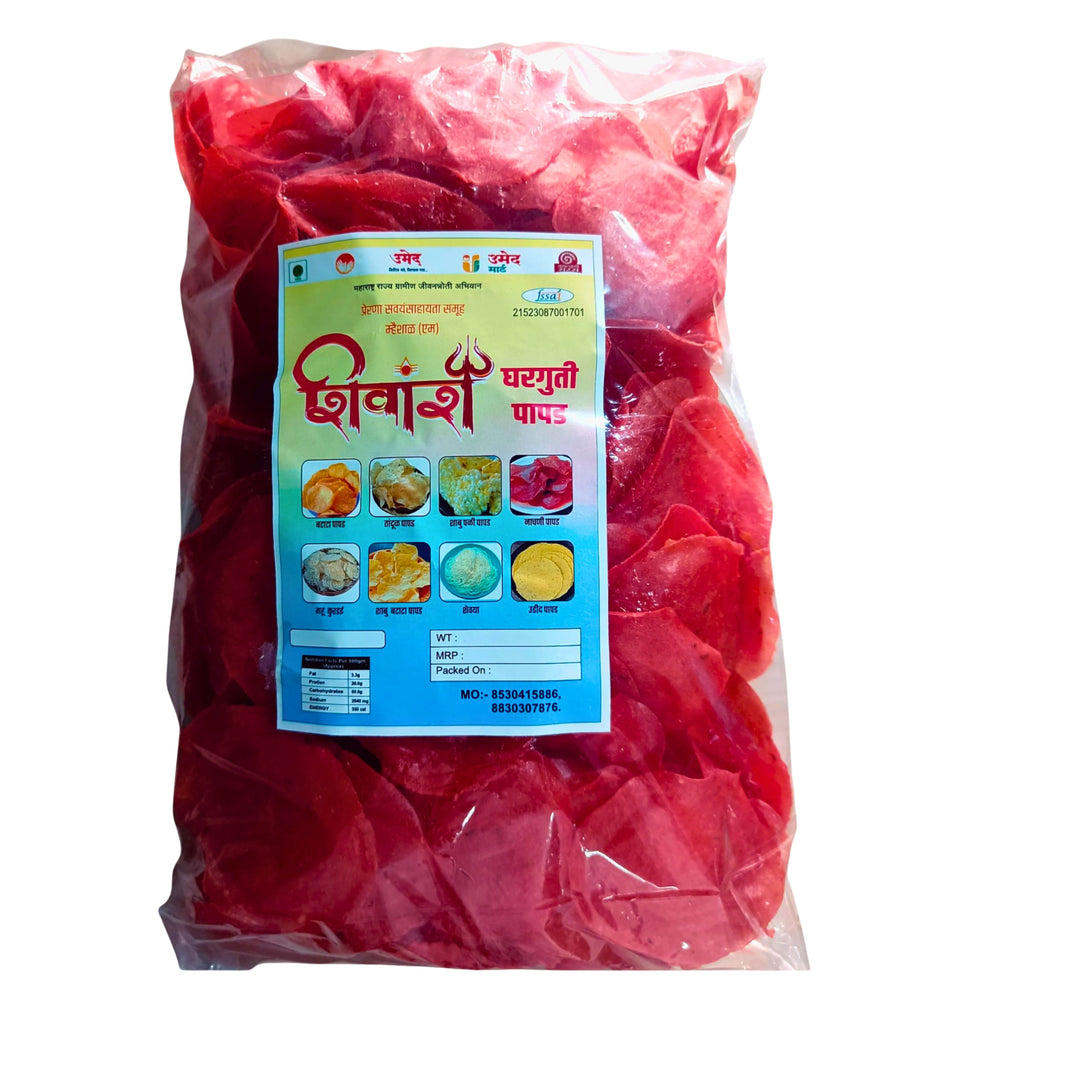 PRERANA MAHILA SHG Papad Handmade with Care, Authentic Taste, Preservative-Free Pack of 500gm