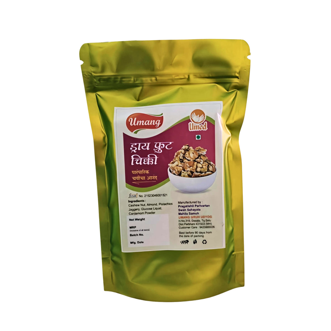 UMANG GRAH UDHYOG Dryfruit Chikki Pack Of 180gm Premium Mixed Dryfruit Jaggery Sweet Crunchy Delight