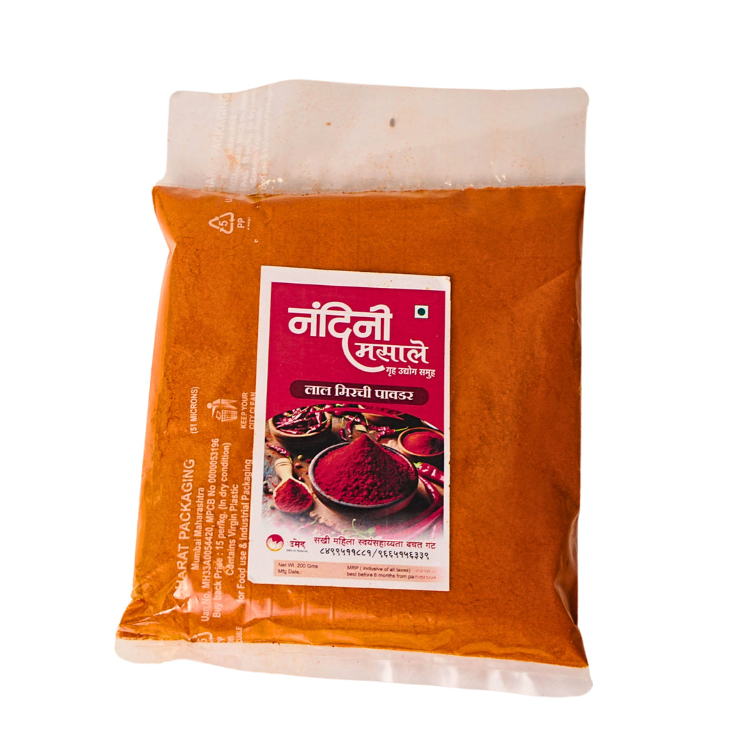 NANDINI MASALE, Red Chilli Powder, Sakhi SHG, Natural Ingredients, No Artificial Essence, Pack of 200 gm