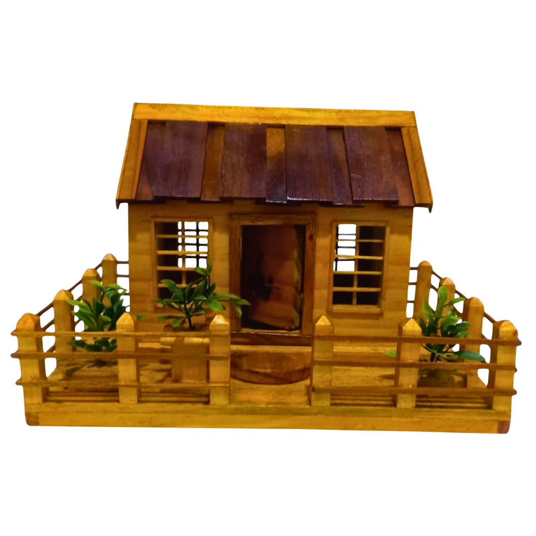 CHOUNDESWARI MAHILA SHG, KUNDAL ShowPiece Single House Wooden Craft Handmade with care, Authentic taste, Preservative-free Pack of 1 Piece