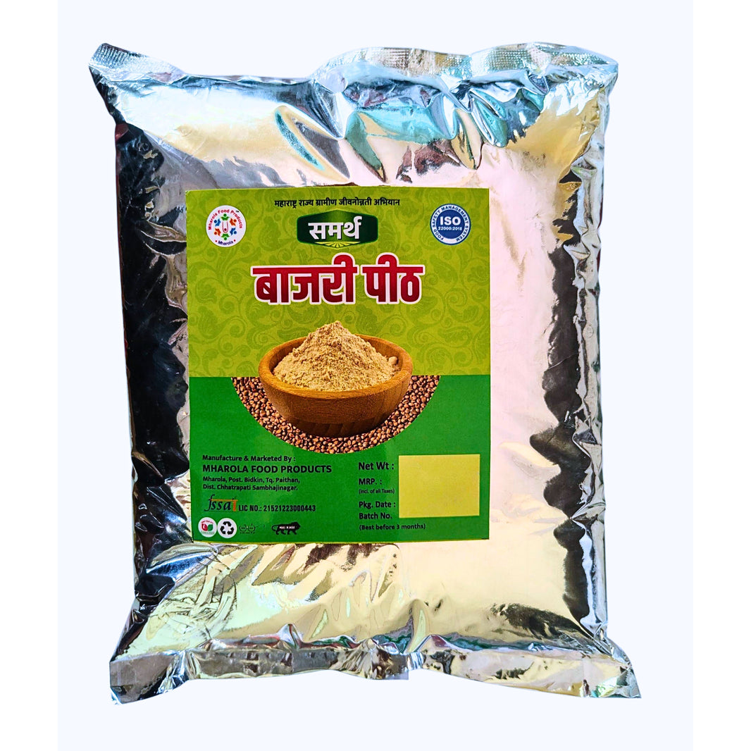 SAMARTH Bajari Pith Fiber Rich Millet Flour for Traditional Bhakri and Rotis Stone Ground SHG Made Daily Use Staple Food Pack 1 Kg
