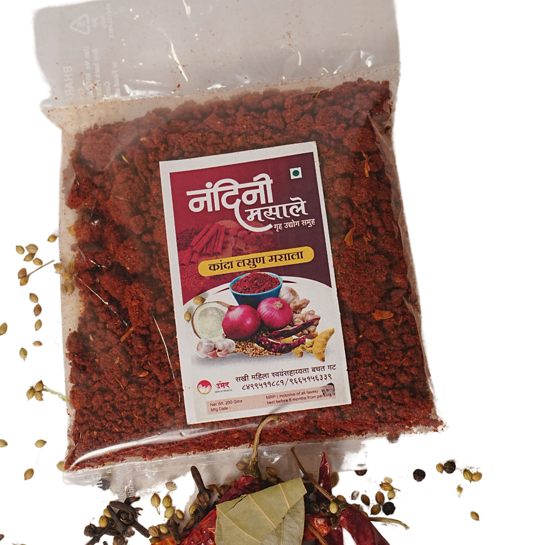 NANDINI MASALE, Onion Garlic Masala, Sakhi SHG, Natural Ingredients, No Artificial Essence, Pack of 200 gm