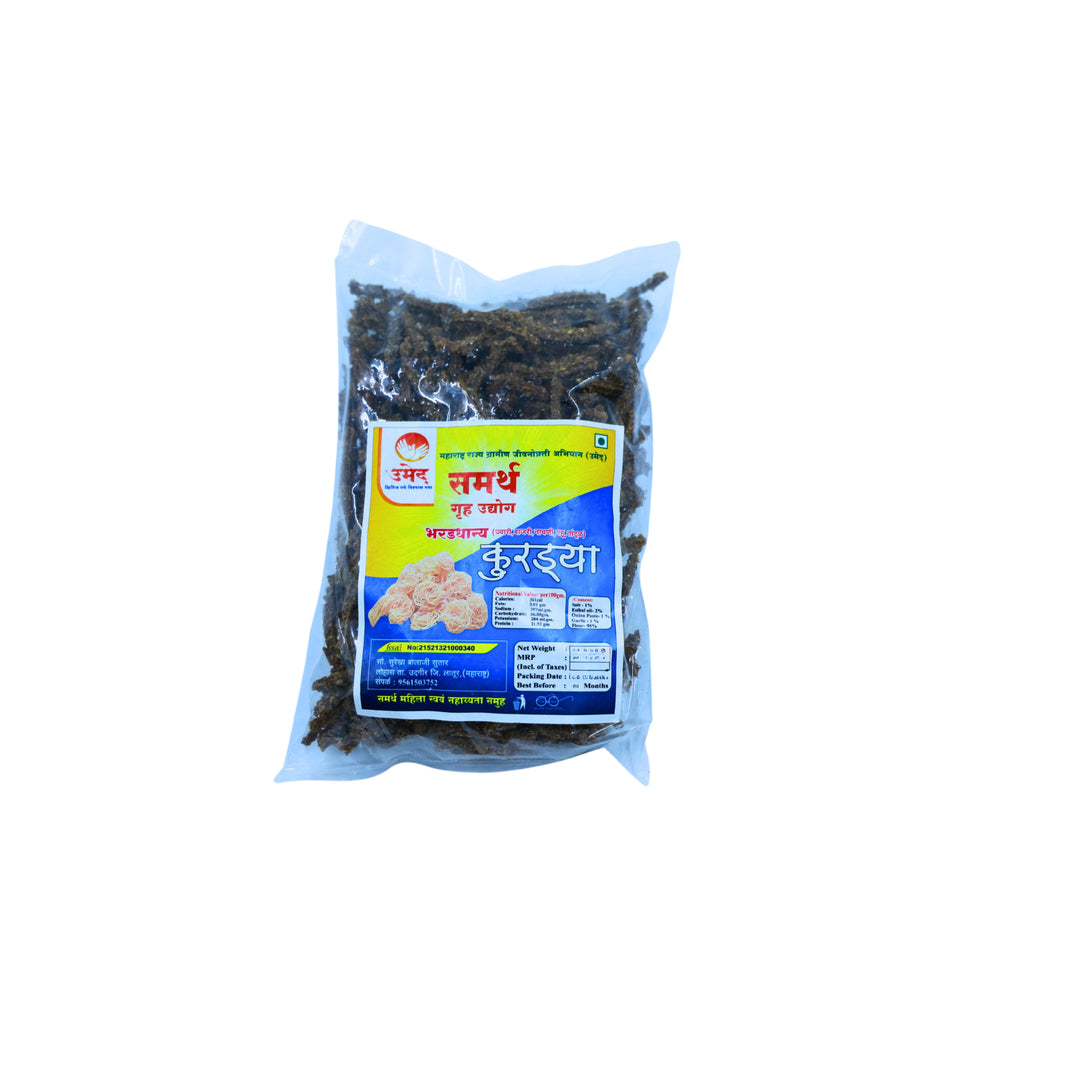 PIYUSH GRUH UDYOG, Bharad Dhanya Kurdai, Handmade, Samarth SHG, High-Quality Ingredients, Crispy, Flavor, Pack of 1000 gms