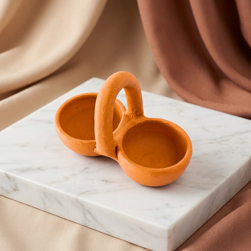 SADGURU Eco Friendly Haldi Kunku Karanda Handcrafted Terracotta Ritual Bowl Made from Natural Soil Traditional Pottery Craft Pack of 1