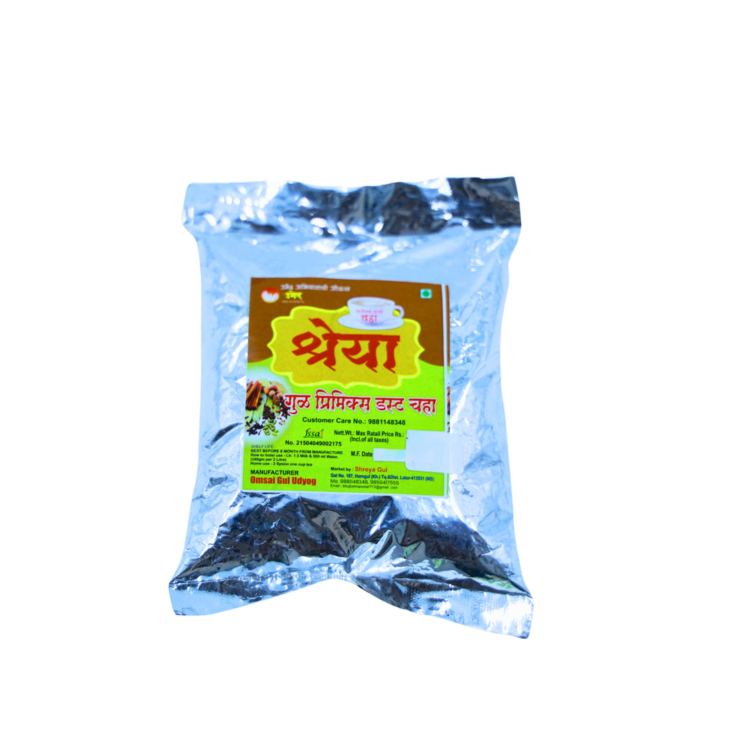 SHREYA Pure Gul (Jaggery) Premix Dust Tea, Sai Guru SHG, Natural, Chemical Free, 200 gm