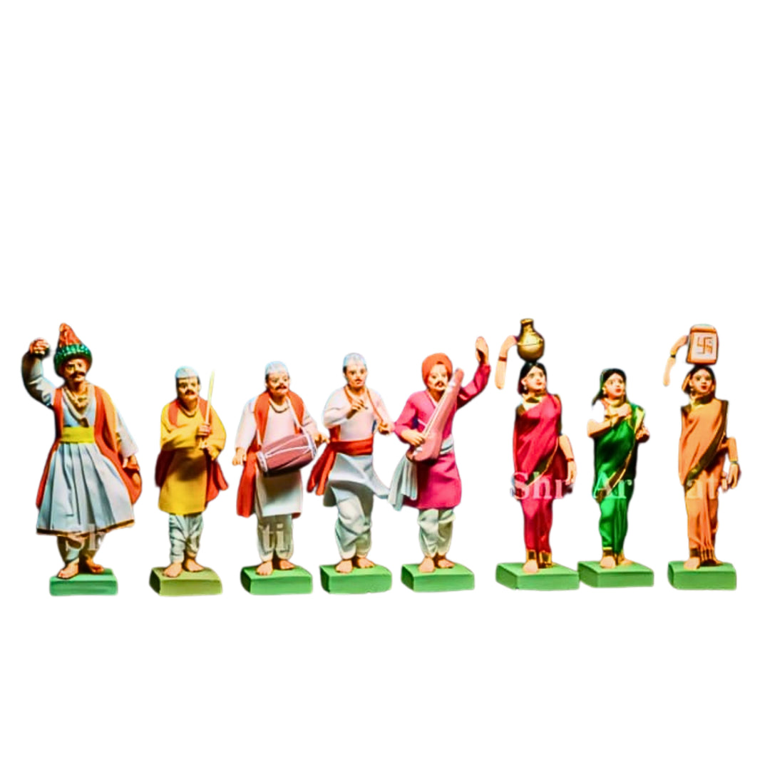 SHRI ART – Dindi Handcrafted Figurines Authentic Materials & Fine Detailing Pack of 8 Pieces