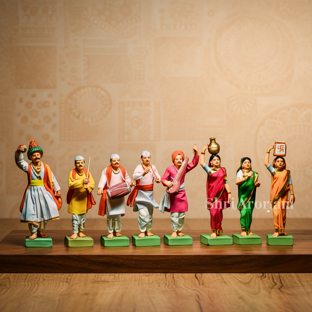 SHRI ART – Dindi Handcrafted Figurines Authentic Materials & Fine Detailing Pack of 8 Pieces