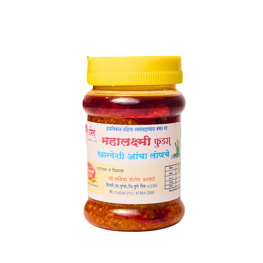 MAHALAKSHAMI FOODS, Khandeshi Mango Pickle, Garmvikas SHG, Natural Ingredients, No Artificial Colour, Pack of 250 gm