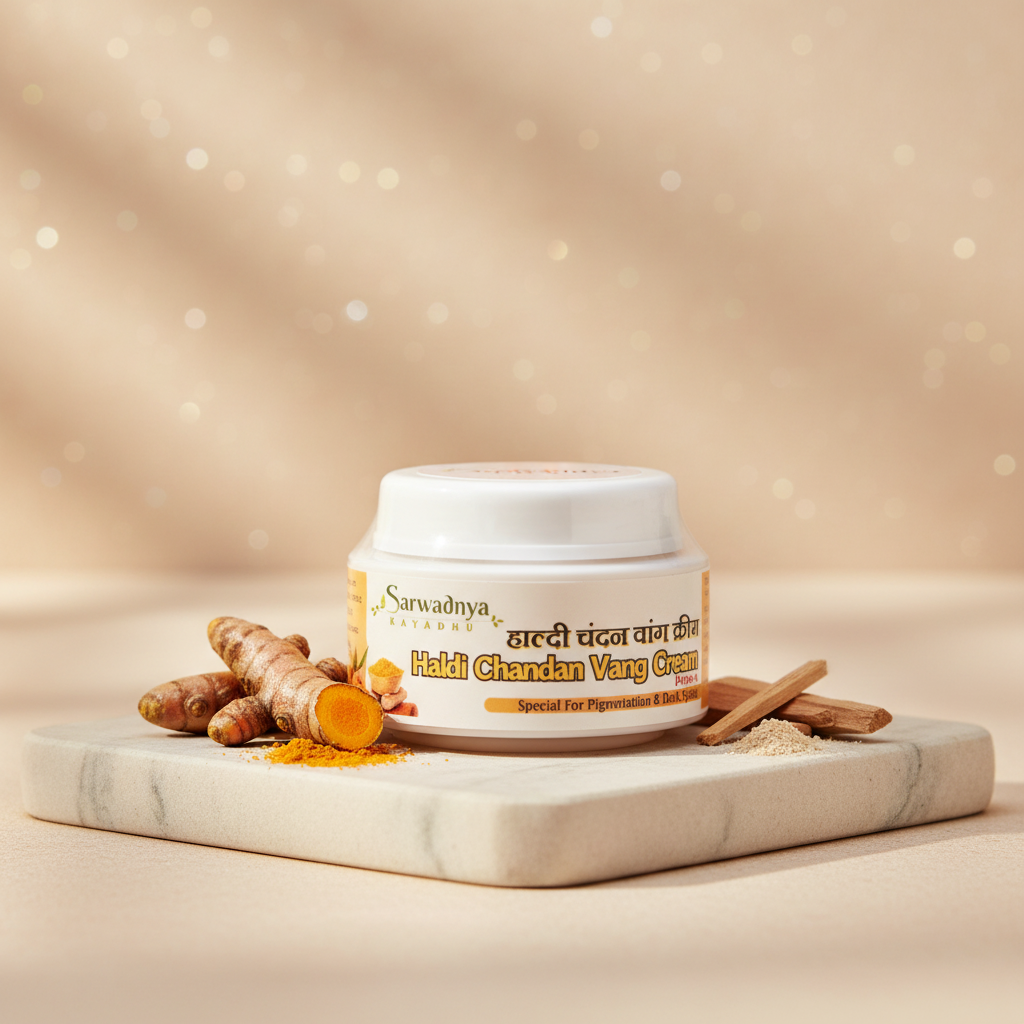 SARVADNYA Haldi Chandan Vang Face Cream Ayurvedic Skin Care Natural Ingredients No Artificial Content Traditional Formula For Daily Use Pack of 150 gm
