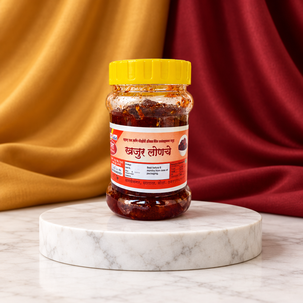 आशा फूड आणि मसाला खजुराचे लोणचे, नैसर्गिक घटकांनी बनवलेले, कृत्रिम चव नाही, 500 ग्रॅमचा पॅक