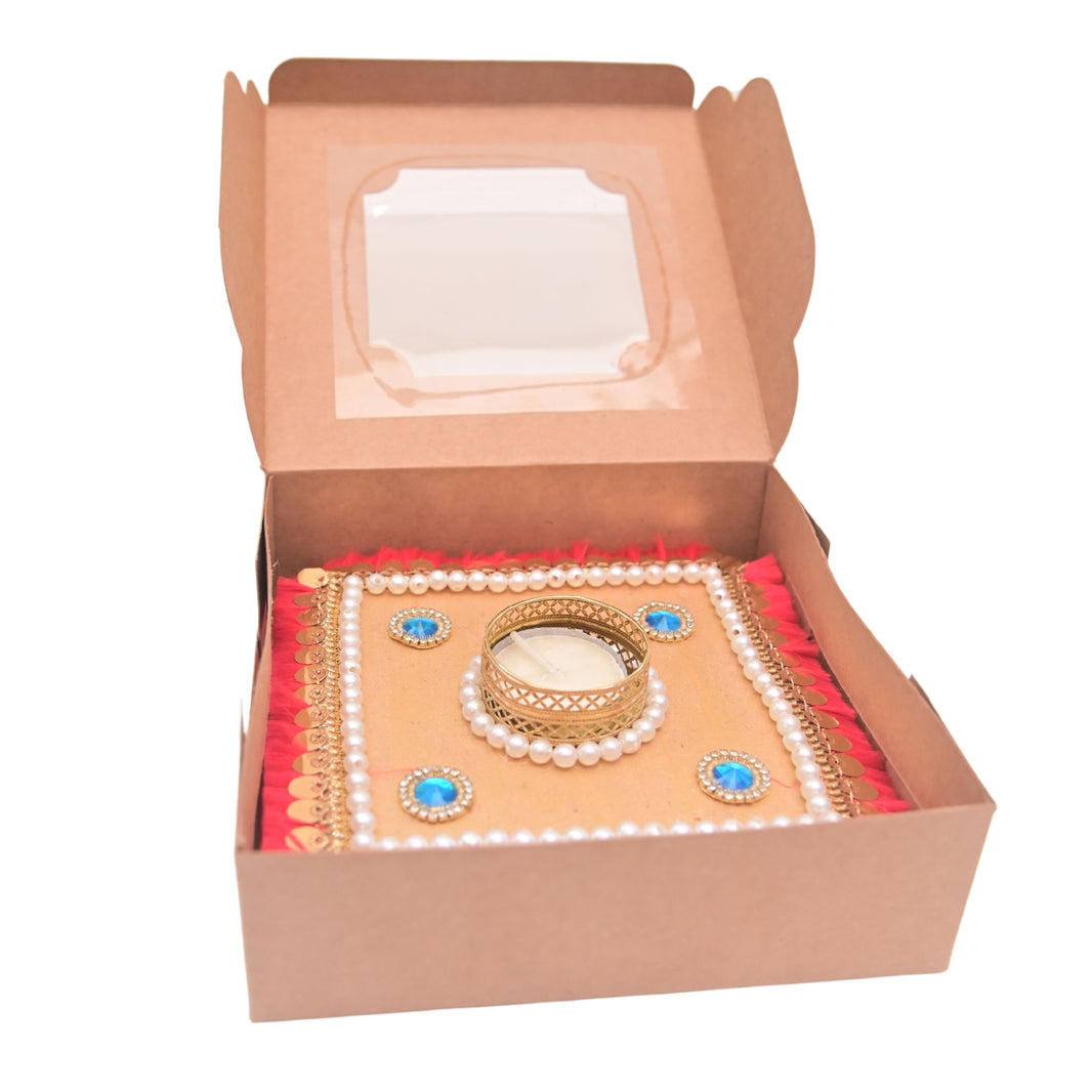 SNEHAL'S CRAFT House Circle Kaudi Design Candle Holder, 4x4, Made By Krantijyoti SHG, Pack of 2 Pieces