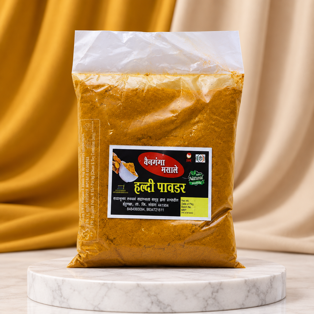 VAINGANGA VAIGAON Turmeric Powder, Rani Lakshmi SHG, Made By Natural Ingredients, No Artificial Chemical, Pack of 1000 gm