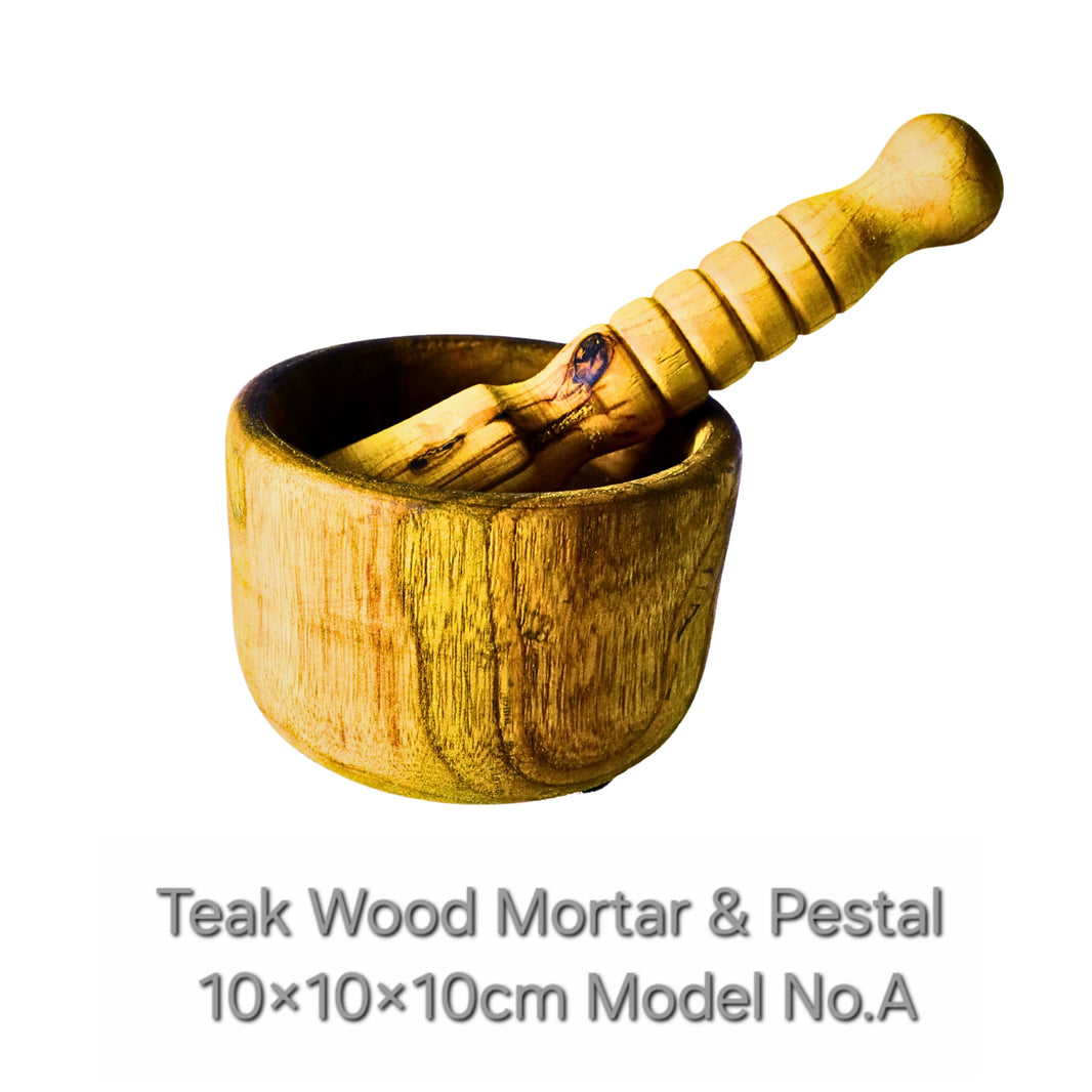 SHRUSHTI furniture Teak Wood Mortar and Pestal A Strong, sturdy and made for everyday kitchen use pack of 1
