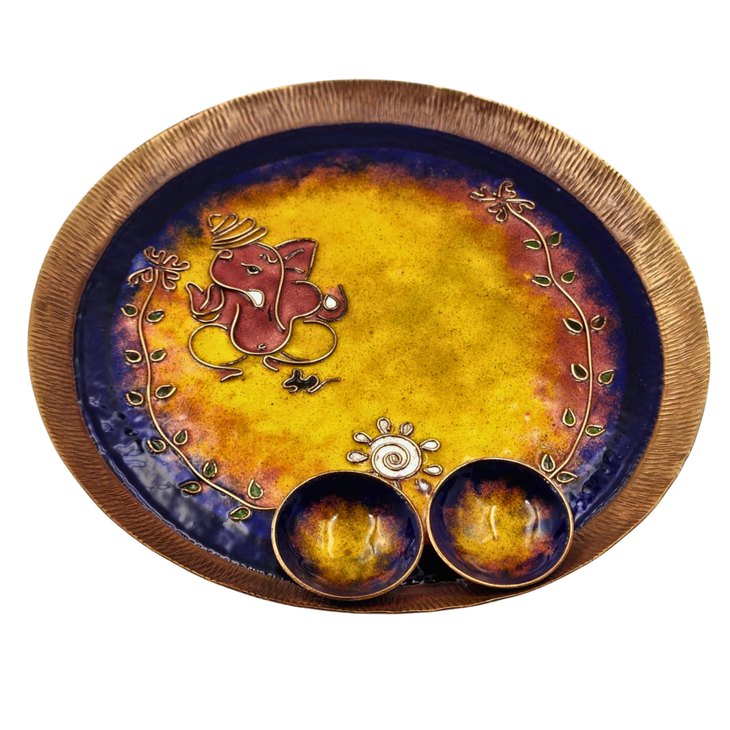 TAMRAKALA Ganesh Pooja Thali Pack Of 1 Item Traditional Worship Thali Decorative Ganesh Ritual Accessory