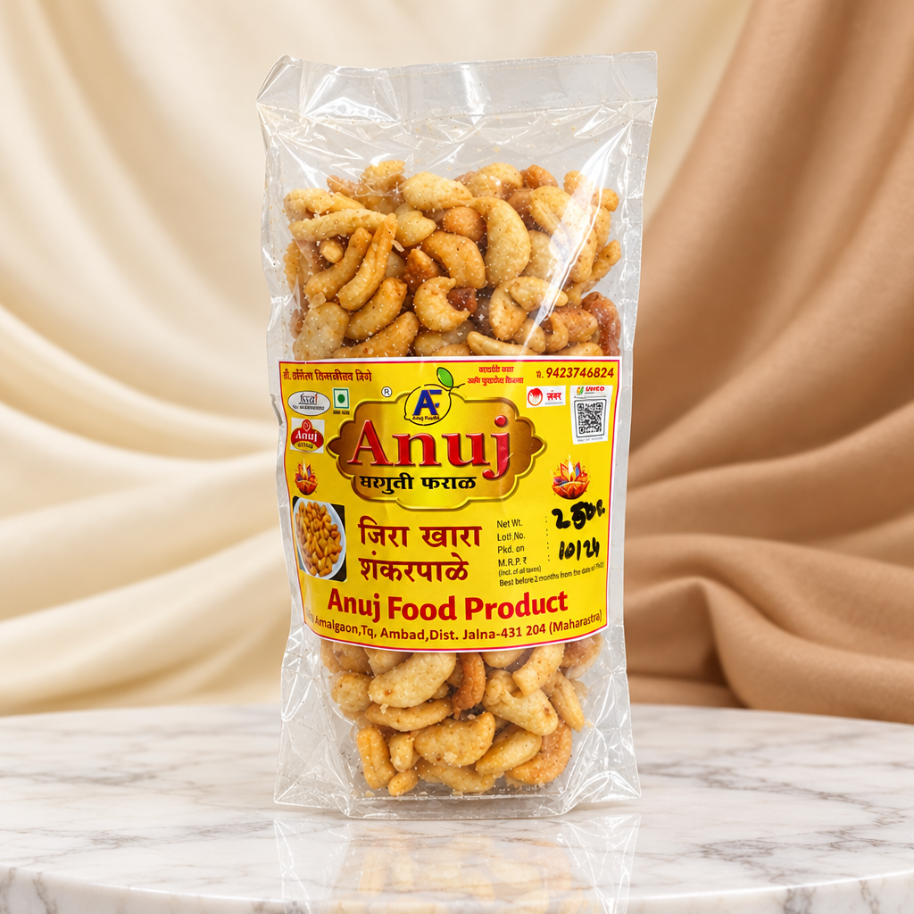 ANUJ FOODS Jeera Khara Shankarpale, 250 g | No Artificial Flavours