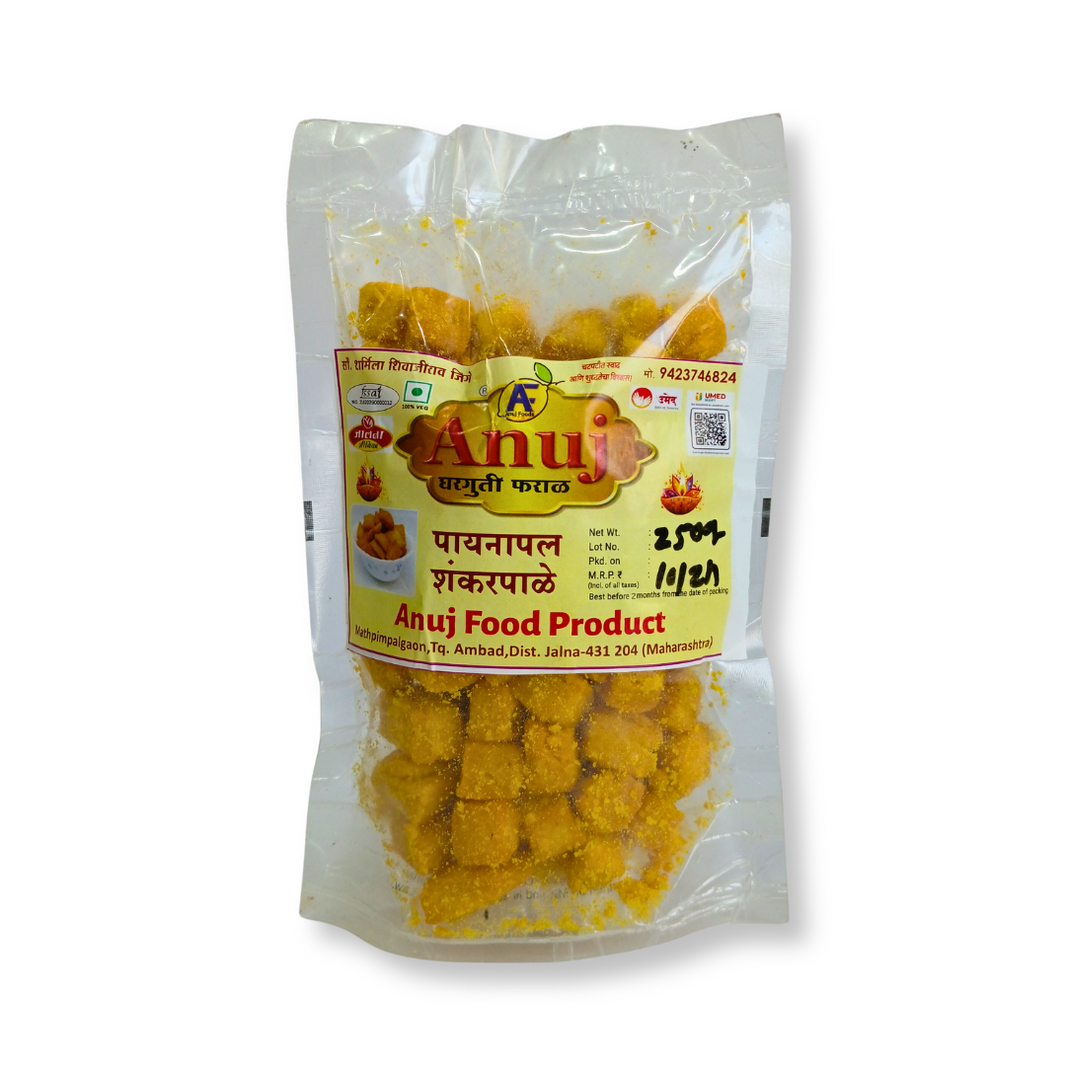 ANUJ FOODS Shankarpale, PinappleFlavour, Made By Natural Ingredients, No Artificial Flavours, Pack of 250 gm