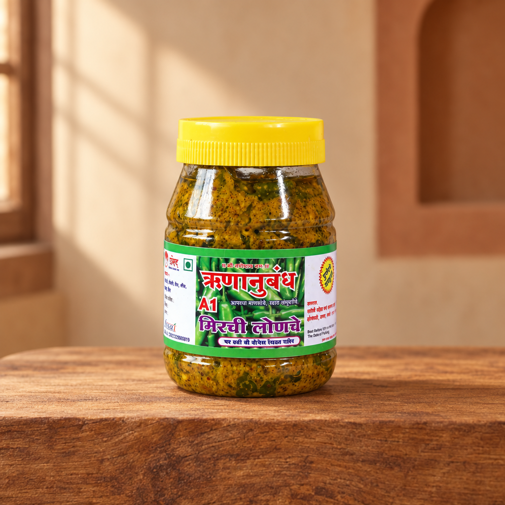 RUNANUBANDH Chilly Pickle, Natural Ingredients, No Artificial Essence, Pack of 1000 gms