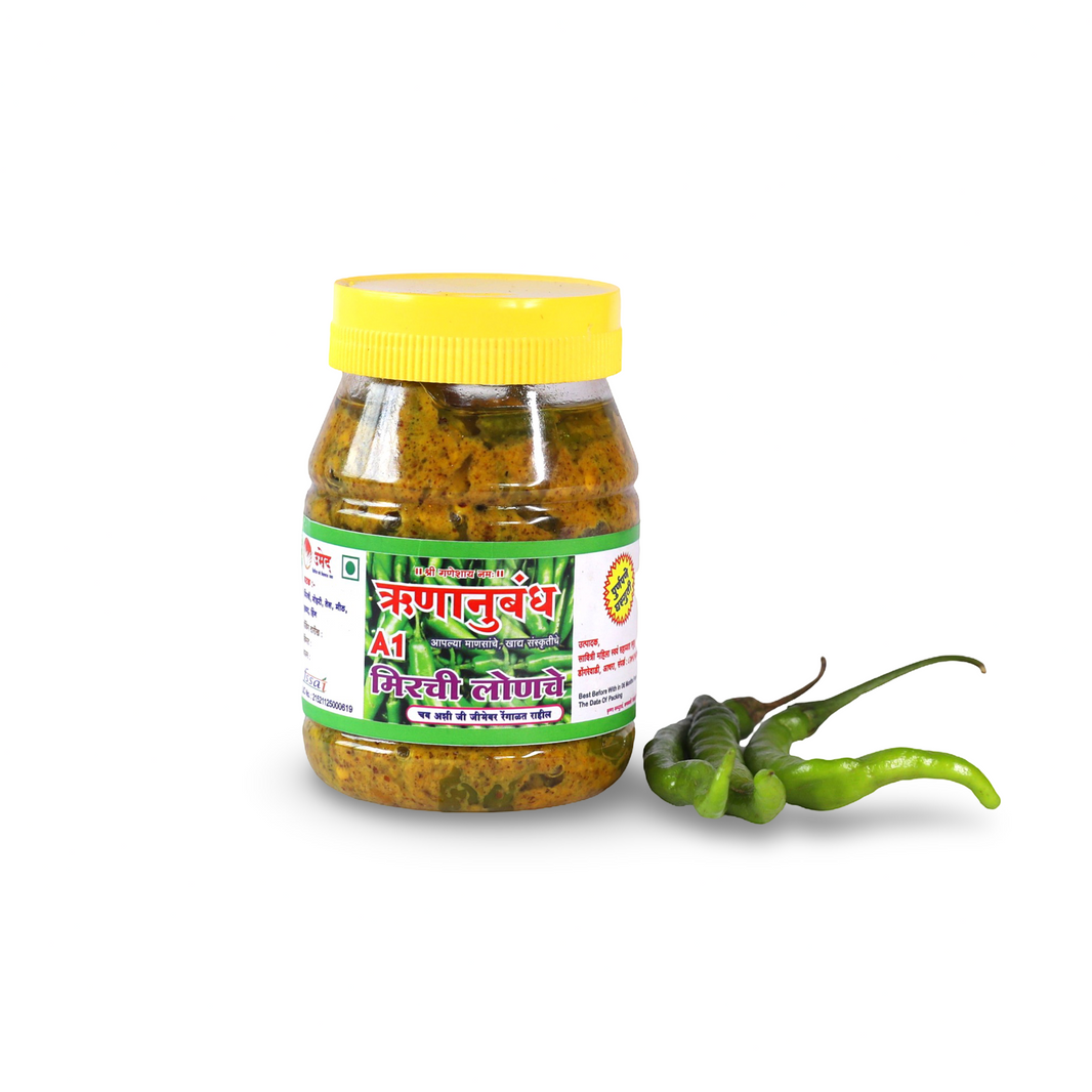 RUNANUBANDH Chilly Pickle, Natural Ingredients, No Artificial Essence, Pack of 200 gms