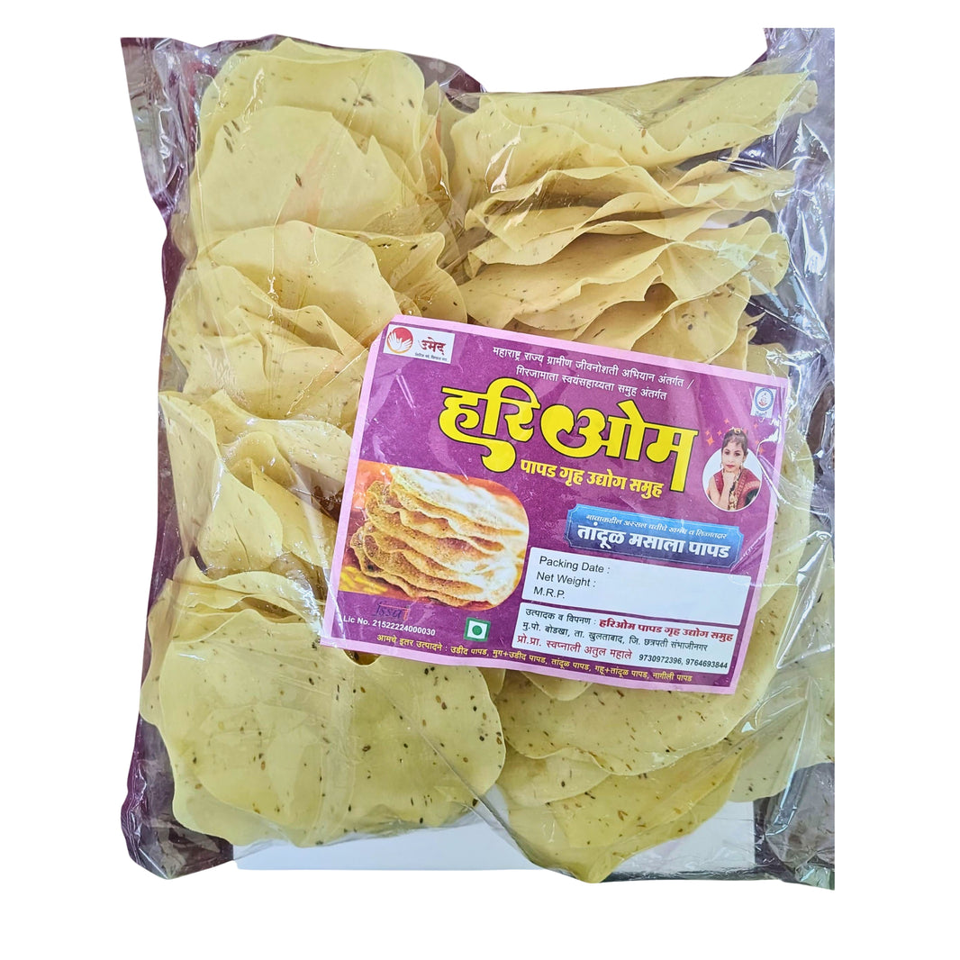 HARI OM – Tandul Masala Papad - crispy, rice-based, traditional - Pack of 50 Nos
