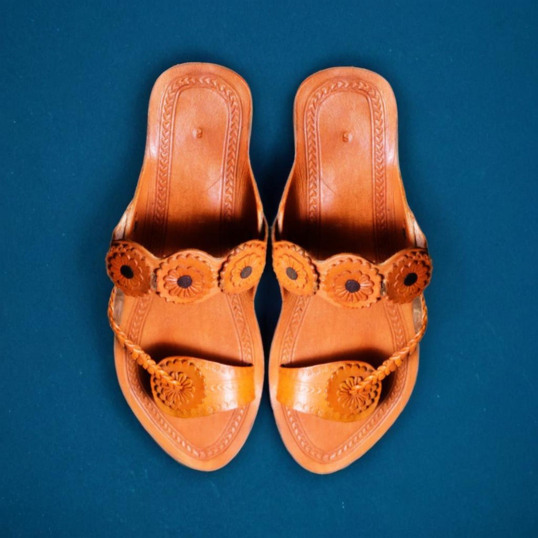 KOLHAPURI CHAPPAL, Kolhapuri Cross Vani Patta Ladies Leather Footwear, Brown Colour Pack Of 1