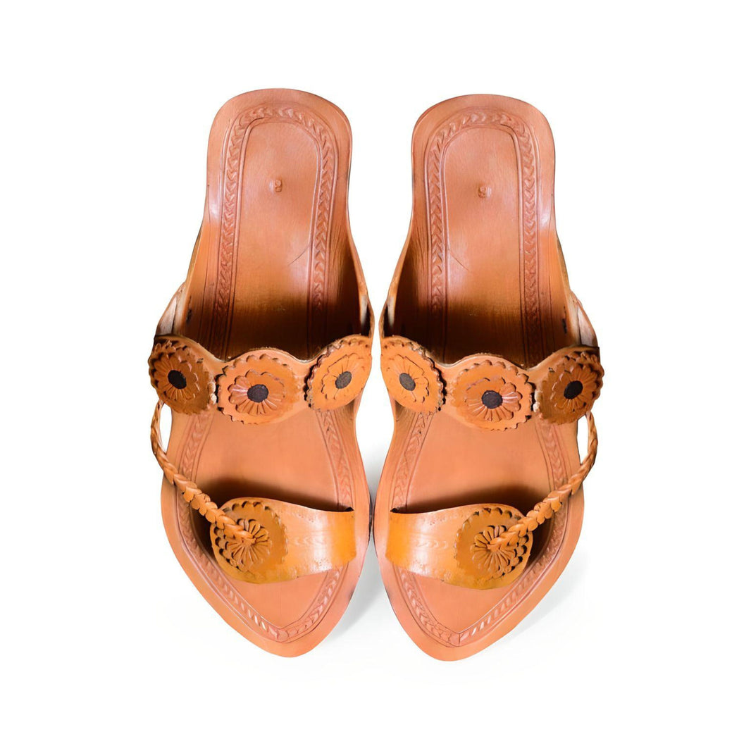 KOLHAPURI CHAPPAL, Kolhapuri Cross Vani Patta Ladies Leather Footwear, Brown Colour Pack Of 1