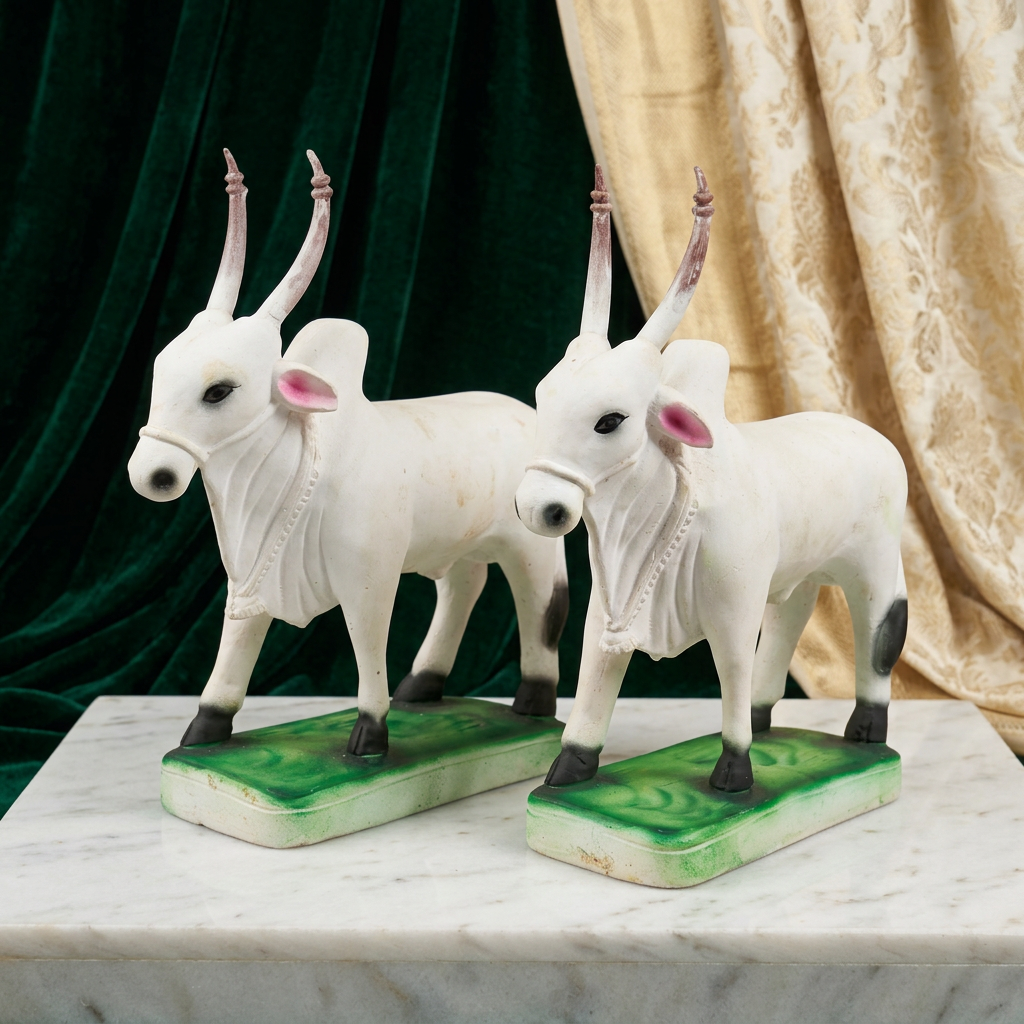 YASHASWINI MAHILA PG - Pair of Clay Bullock Showpiece (Bailjodi) | Natural, Pure, Traditional, Handmade | 2