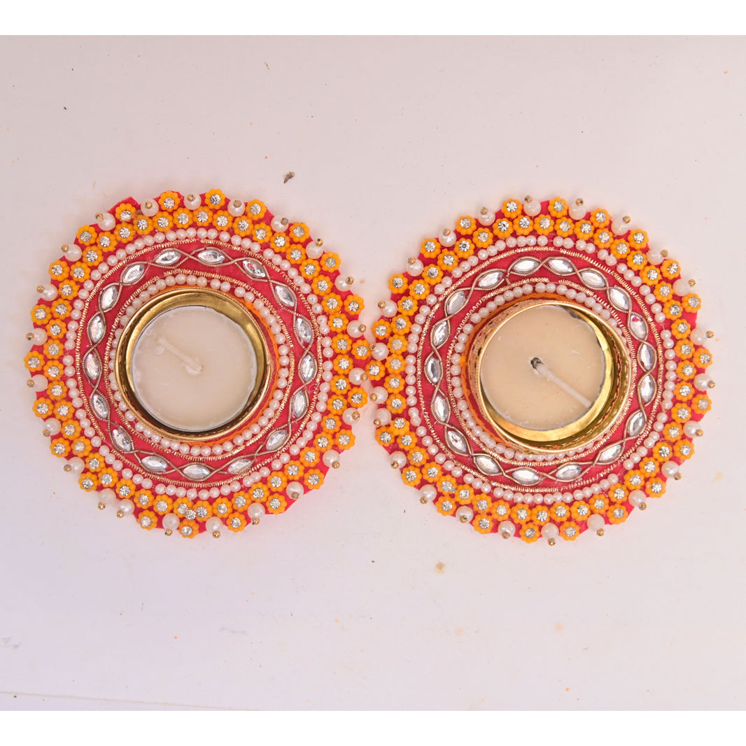 SNEHAL'S CRAFT House Damaru Circle Candle Holder, 1.5x1.5, Made By Krantijyoti SHG, Pack of 9 Pieces