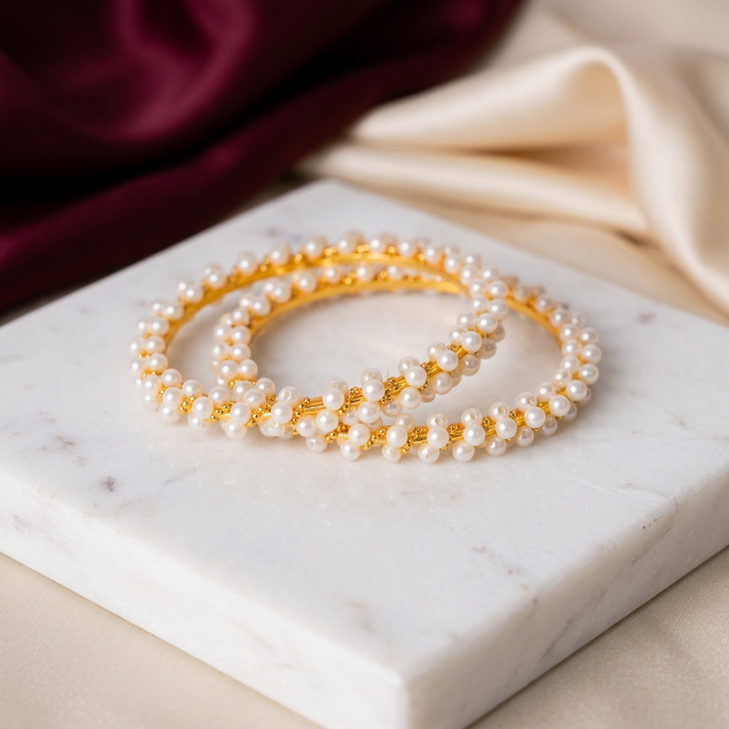 EKTA HANDMADE JEWELLERY Handmade Moti Crystal Bangles Artificial Jewellery Pack of 1 Piece Traditional Elegant Lightweight Cultural Sparkling Festive Daily Wear Design