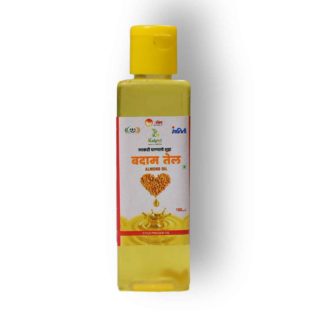 KALPNIL Pure Almond Oil, wooden Pressed Oil,  Samarth SHG, Natural, Chemical Free, 50 ml